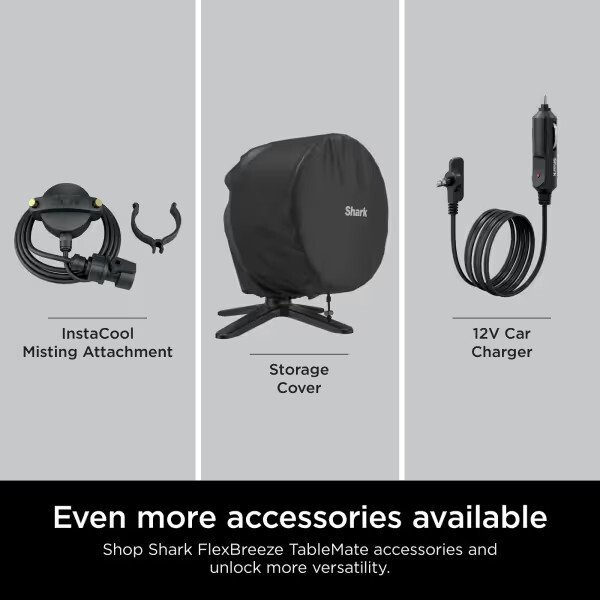 Shark FA150UK FlexBreeze TableMate Indoor to Outdoor High-Velocity Tabletop Fan, Grey