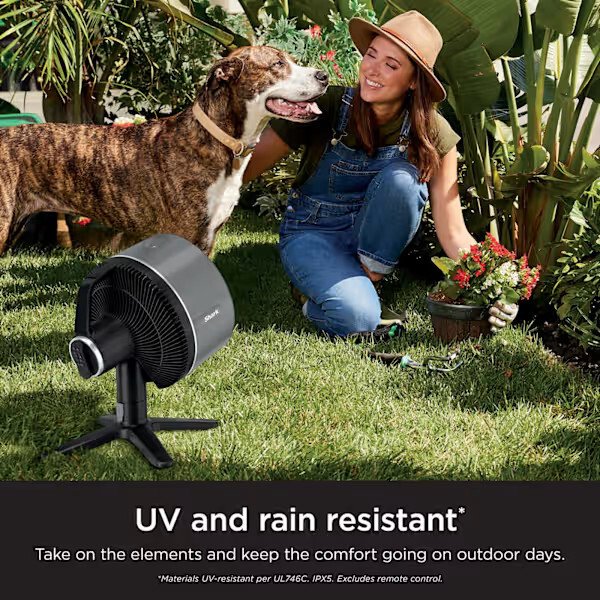 Shark FA150UK FlexBreeze TableMate Indoor to Outdoor High-Velocity Tabletop Fan, Grey