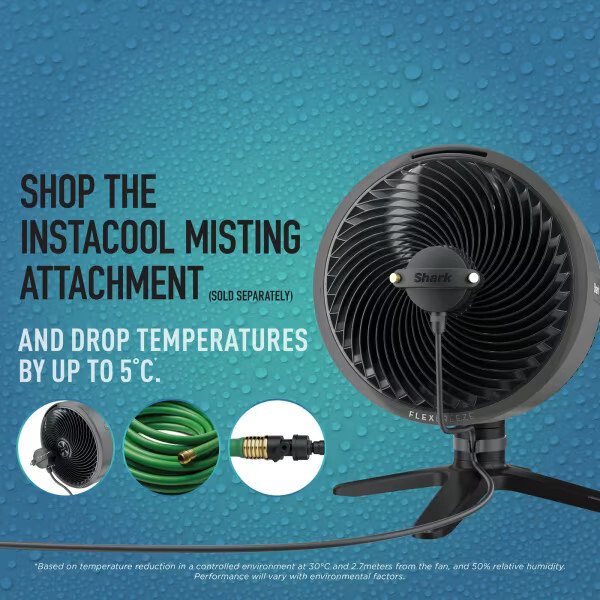 Shark FA150UK FlexBreeze TableMate Indoor to Outdoor High-Velocity Tabletop Fan, Grey