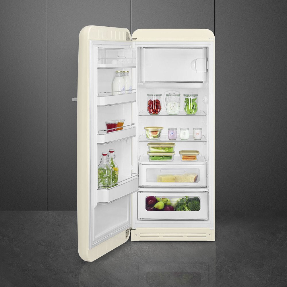 Smeg FAB28LCR6UK Retro Tall Fridge with Ice Box, Cream, C Rated