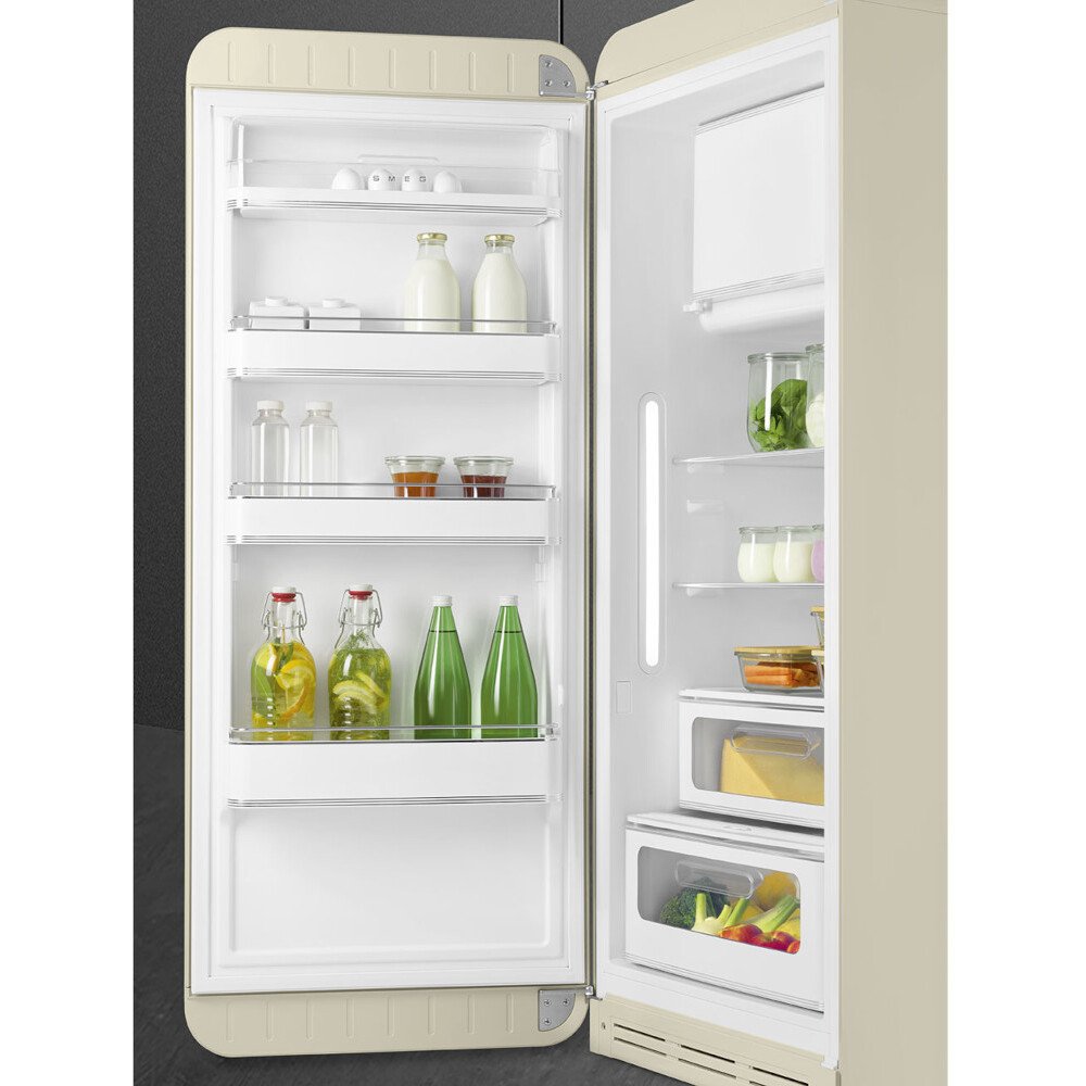 Smeg FAB28LCR6UK Retro Tall Fridge with Ice Box, Cream, C Rated