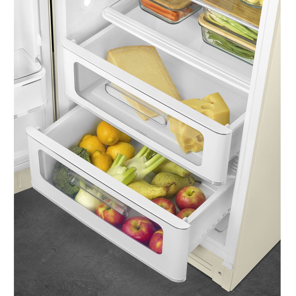 Smeg FAB28LCR6UK Retro Tall Fridge with Ice Box, Cream, C Rated