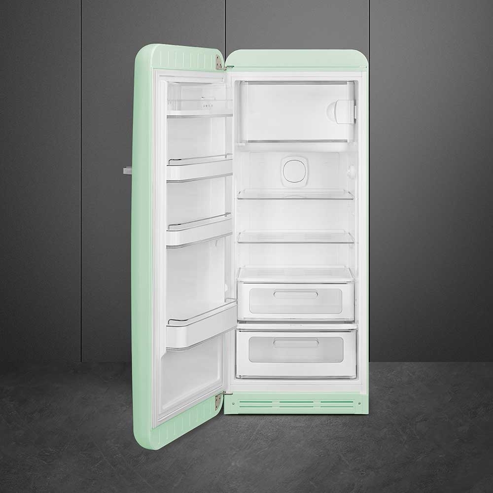 Smeg FAB28LPG6 Retro Tall Fridge with Ice Box, Green, C Rated