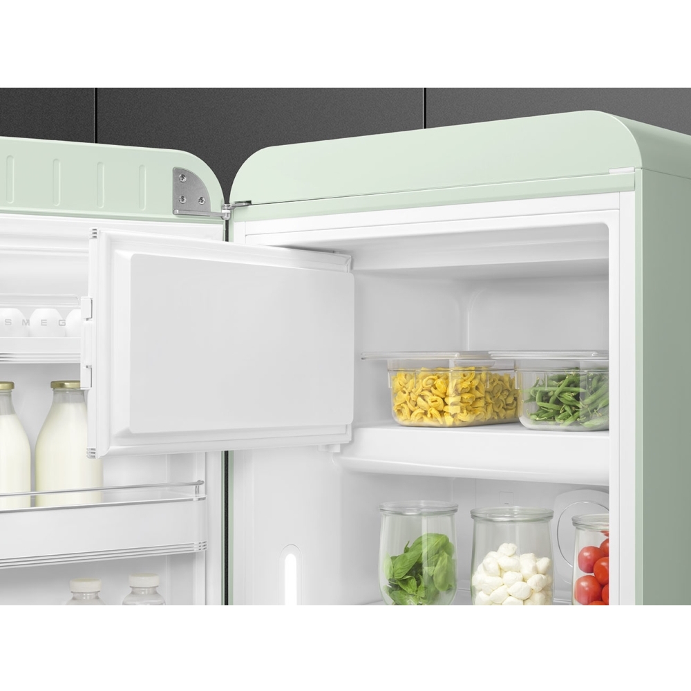 Smeg FAB28LPG6 Retro Tall Fridge with Ice Box, Green, C Rated