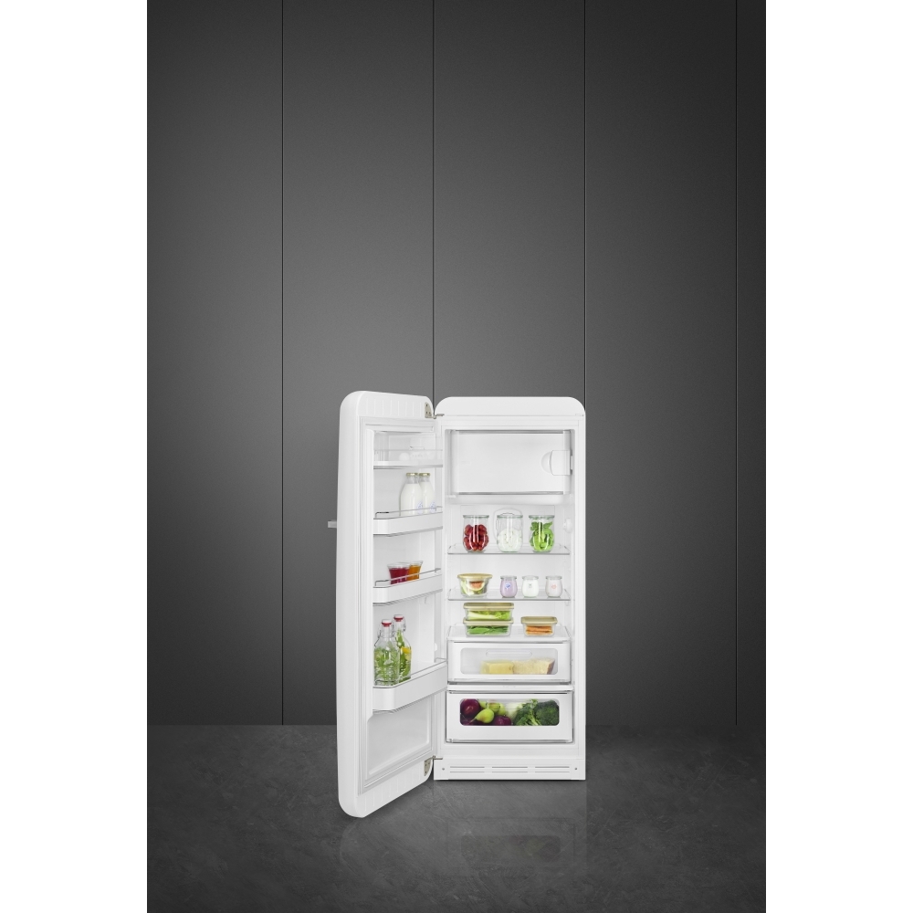 Smeg FAB28LWH6UK Retro Tall Fridge with Ice Box, White, C Rated