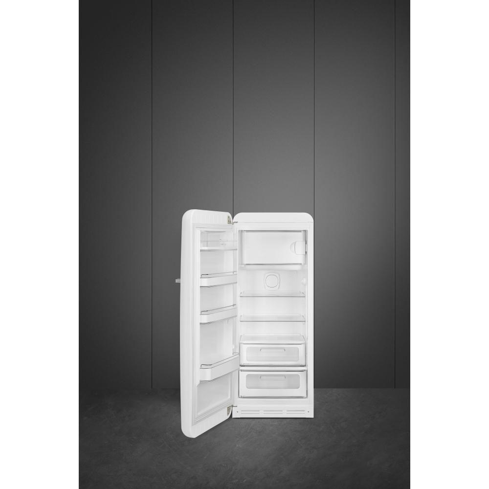 Smeg FAB28LWH6UK Retro Tall Fridge with Ice Box, White, C Rated