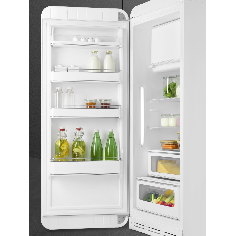 Smeg FAB28LWH6UK Retro Tall Fridge with Ice Box, White, C Rated