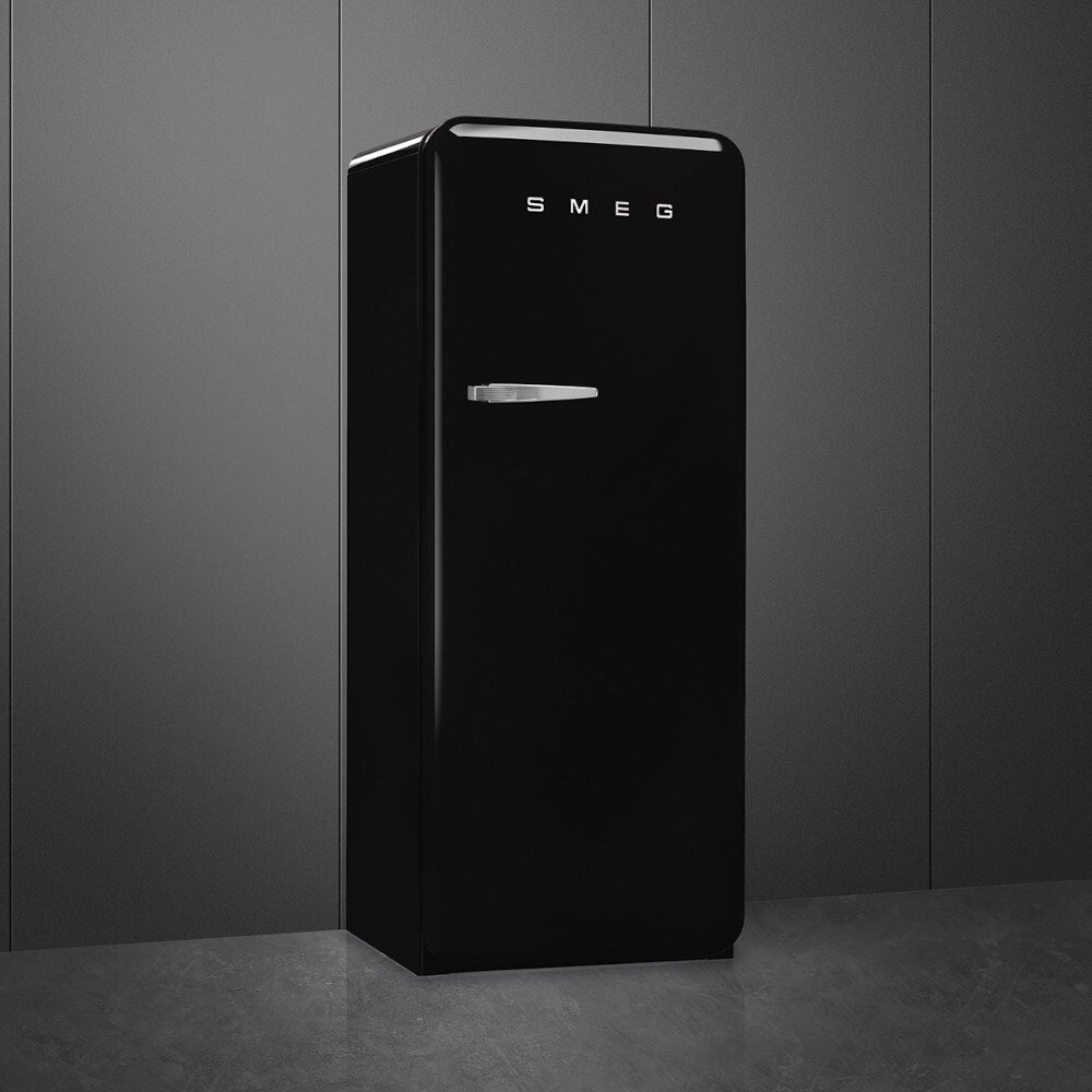 Smeg FAB28RBL6UK Retro Tall Fridge with Ice Box, Black, C Rated