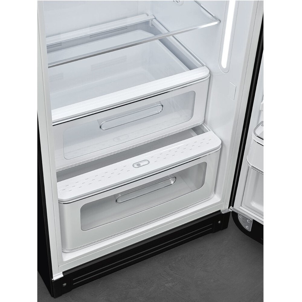 Smeg FAB28RBL6UK Retro Tall Fridge with Ice Box, Black, C Rated