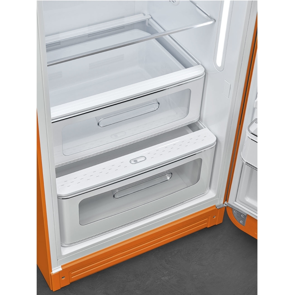 Smeg FAB28ROR6 Retro Tall Fridge with Ice Box, Orange, C Rated