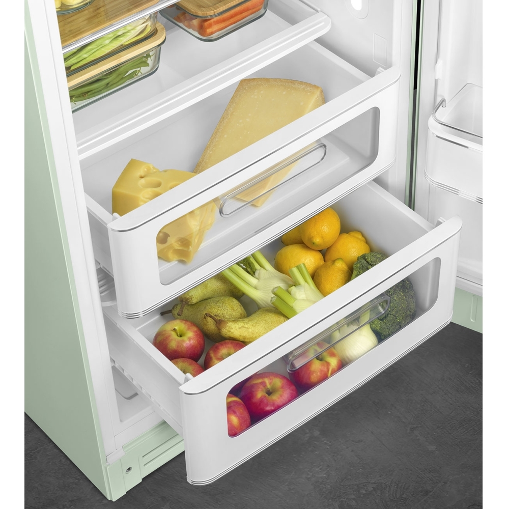 Smeg FAB28RPG6 Retro Tall Fridge with Ice Box, Green, C Rated