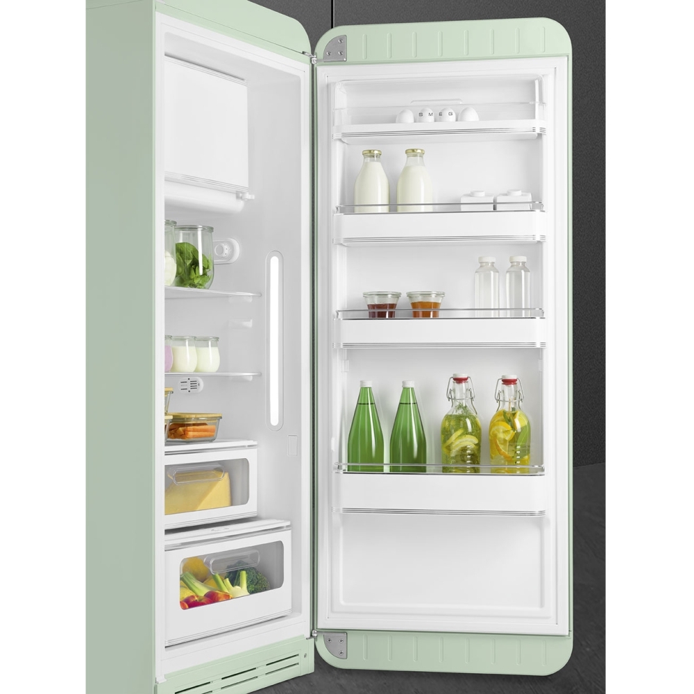 Smeg FAB28RPG6 Retro Tall Fridge with Ice Box, Green, C Rated