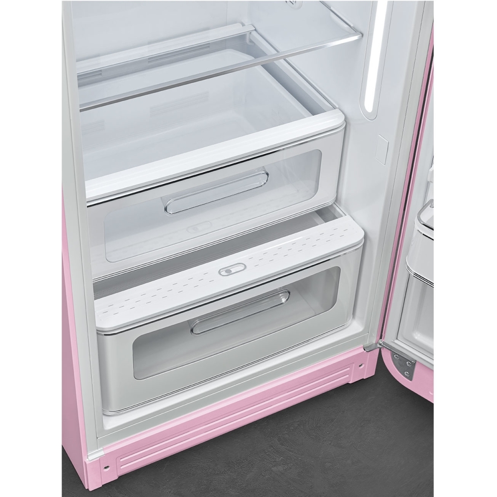 Smeg FAB28RPK6 Retro Tall Fridge with Ice Box, Pink, C Rated