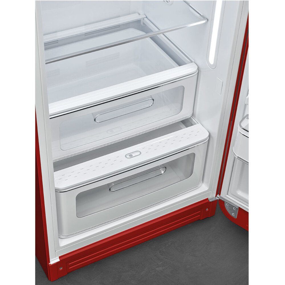 Smeg FAB28RRD6UK Retro Tall Fridge with Ice Box, Red, C Rated