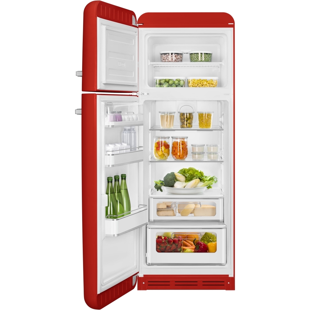 Smeg FAB30LRD5UK Retro Static Fridge Freezer, 80/20, Red, D Rated