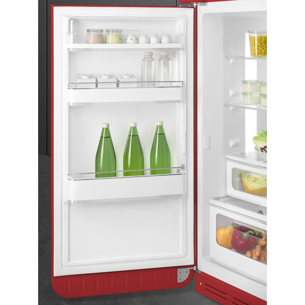Smeg FAB30LRD6UK Retro Static Fridge Freezer, 80/20, Red, C Rated