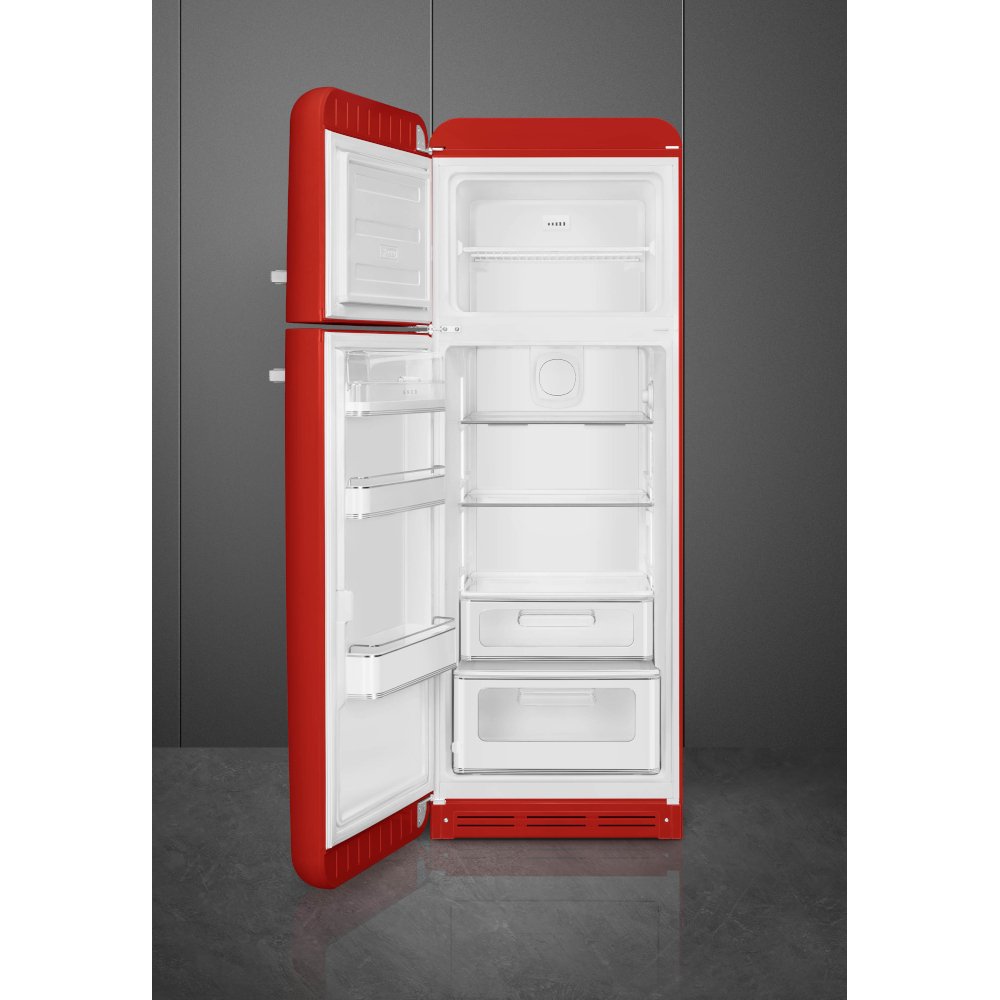 Smeg FAB30LRD6UK Retro Static Fridge Freezer, 80/20, Red, C Rated