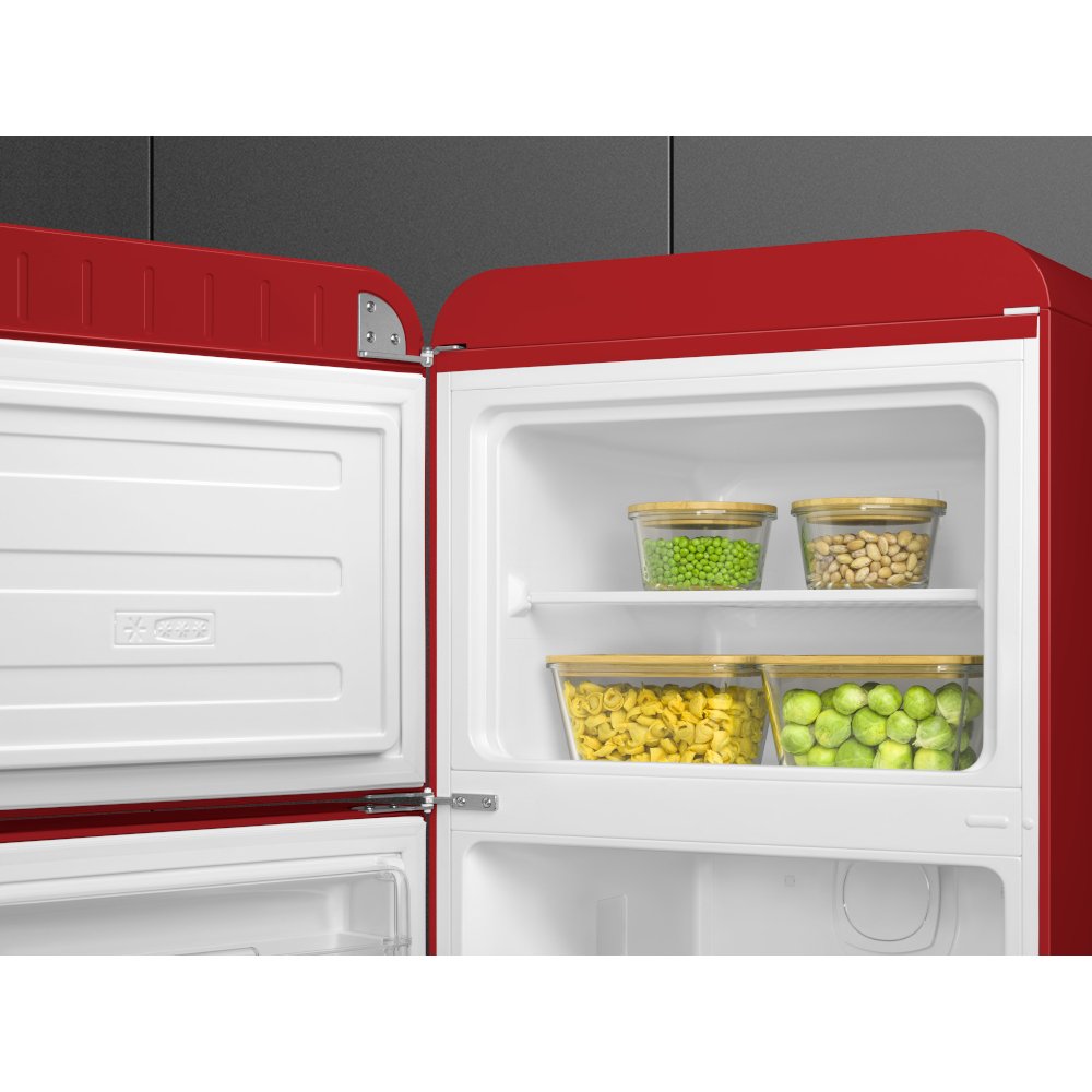 Smeg FAB30LRD6UK Retro Static Fridge Freezer, 80/20, Red, C Rated