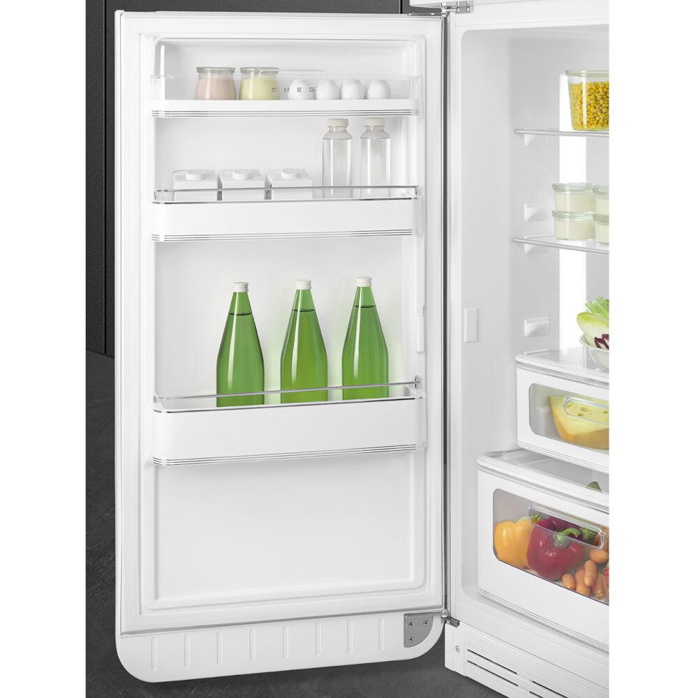 Smeg FAB30LWH6UK Retro Static Fridge Freezer, Fixed Hinge, 80/20, White, C Rated