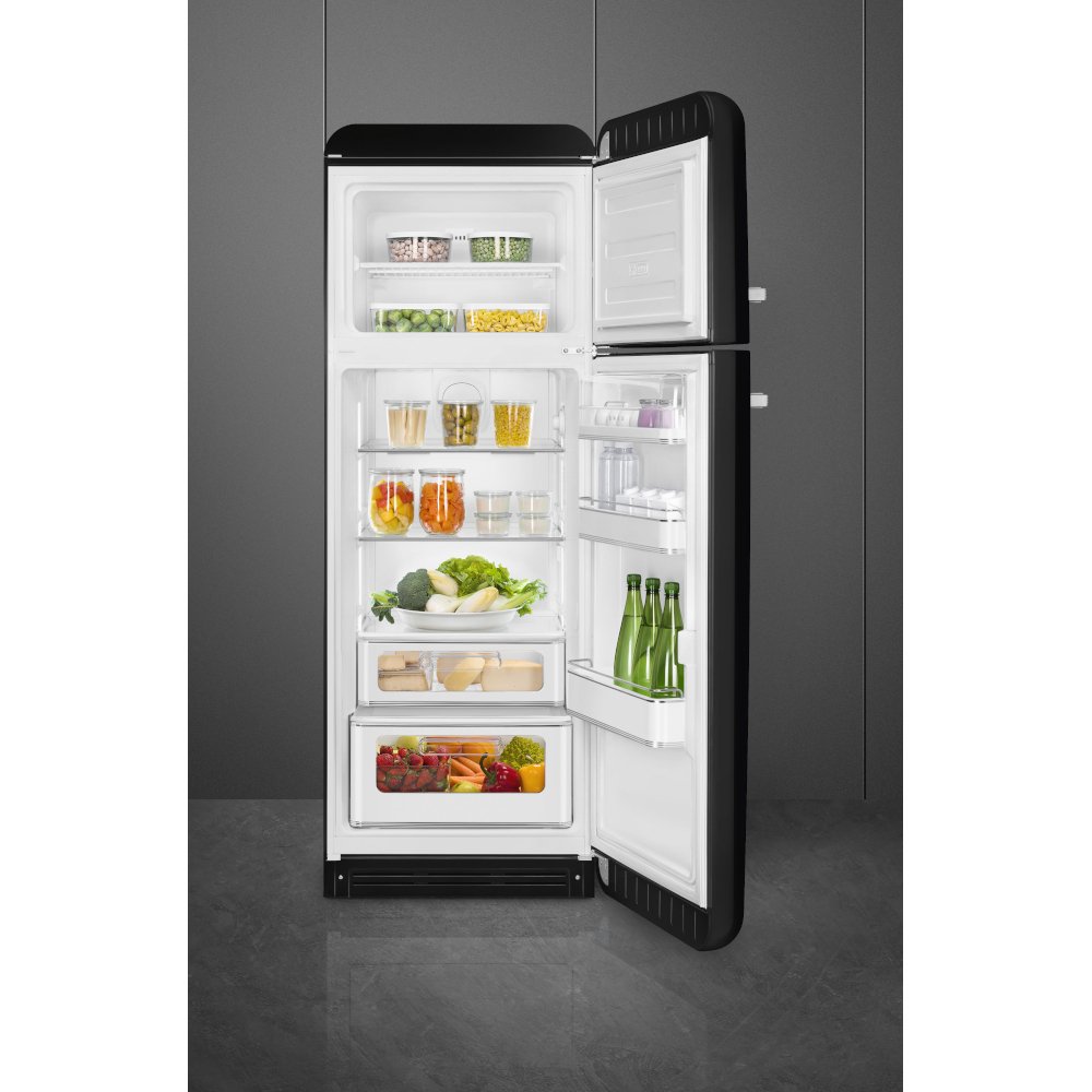 Smeg FAB30RBL6UK Retro Static Fridge Freezer, 80/20, Black, C Rated