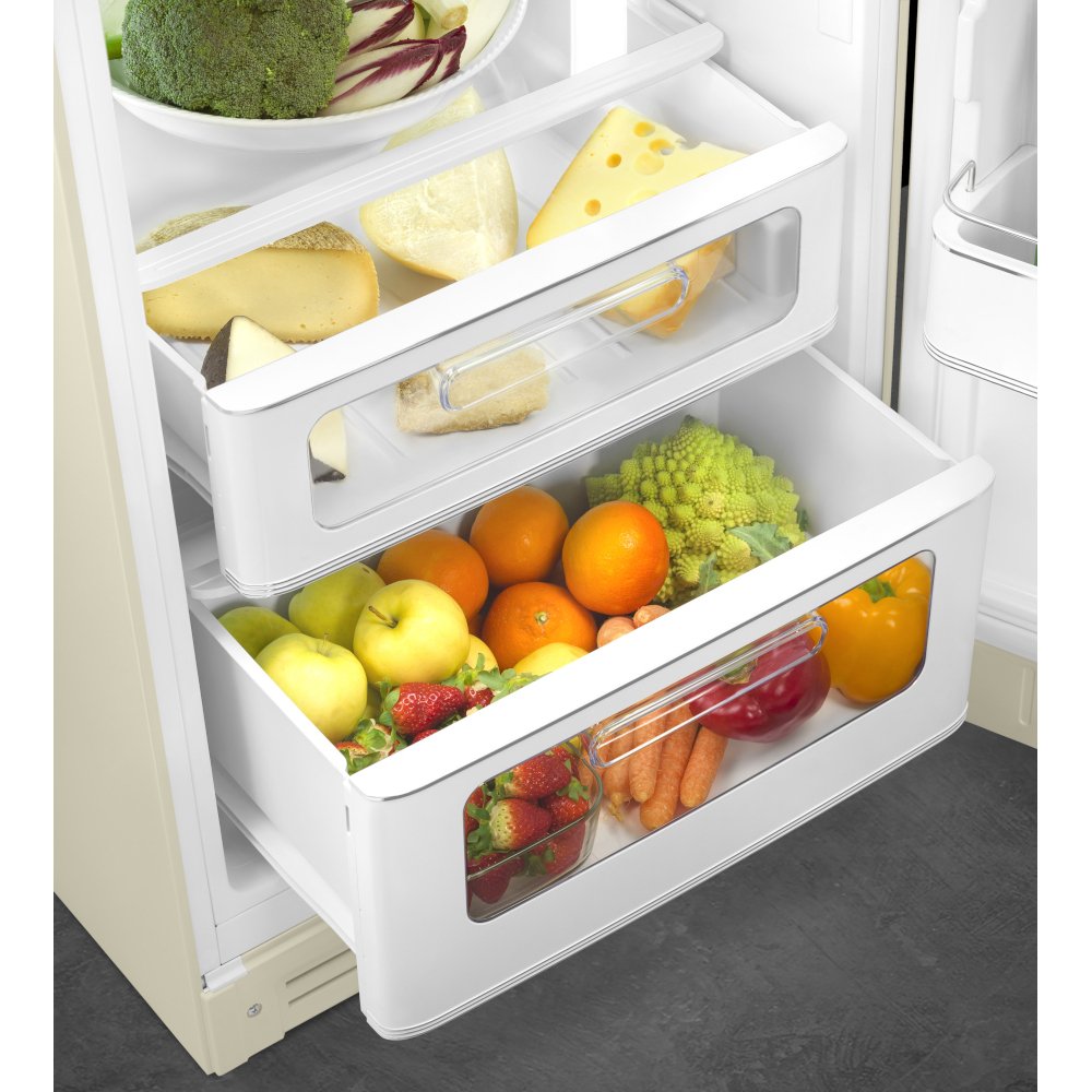 Smeg FAB30RCR6UK Retro Static Fridge Freezer, 80/20, Cream, C Rated
