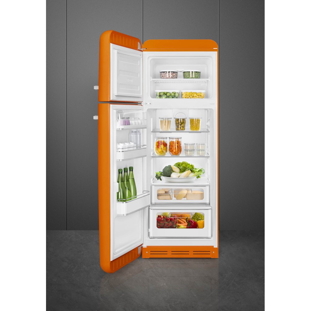 Smeg FAB30ROR6UK Retro Static Fridge Freezer, 80/20, Orange, C Rated