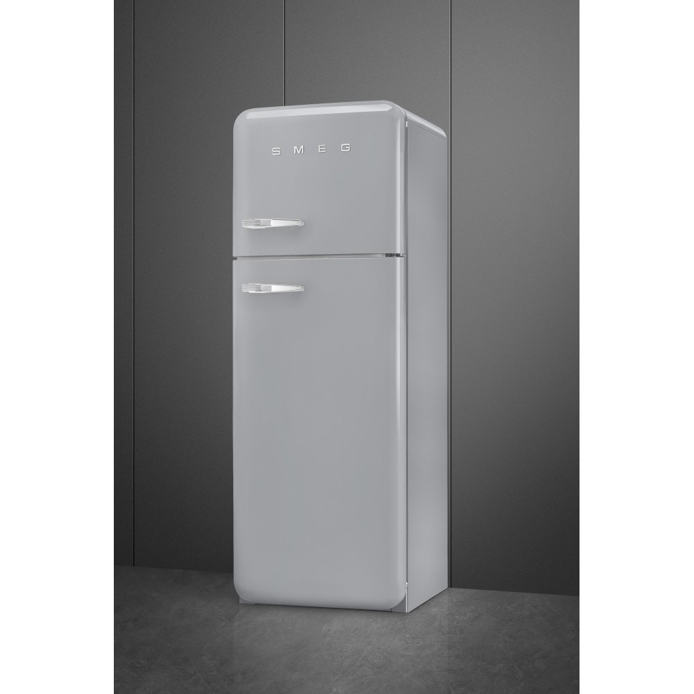 Smeg FAB30RSV6UK Retro Static Fridge Freezer, 80/20, Silver, C Rated