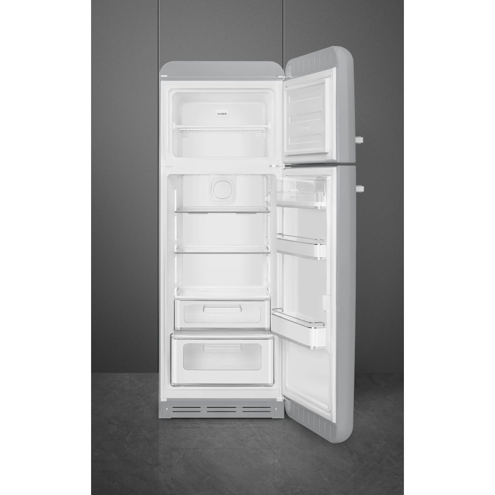 Smeg FAB30RSV6UK Retro Static Fridge Freezer, 80/20, Silver, C Rated