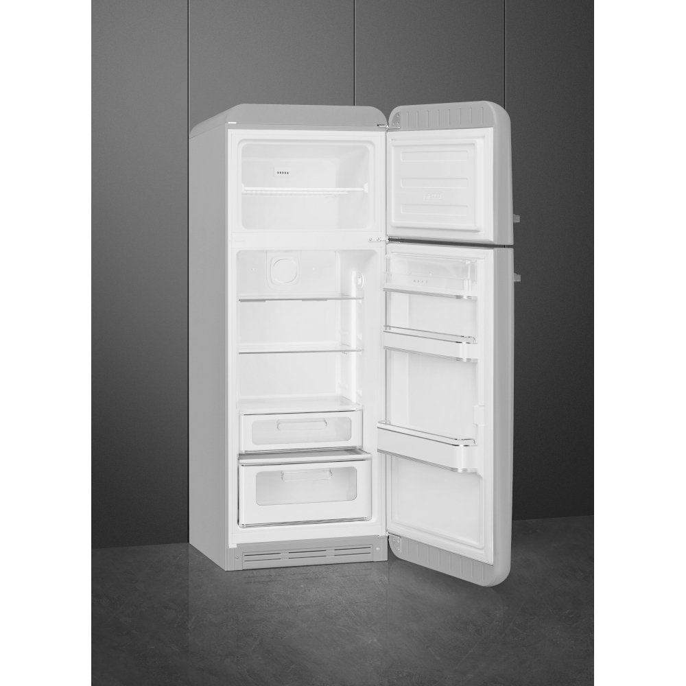 Smeg FAB30RSV6UK Retro Static Fridge Freezer, 80/20, Silver, C Rated