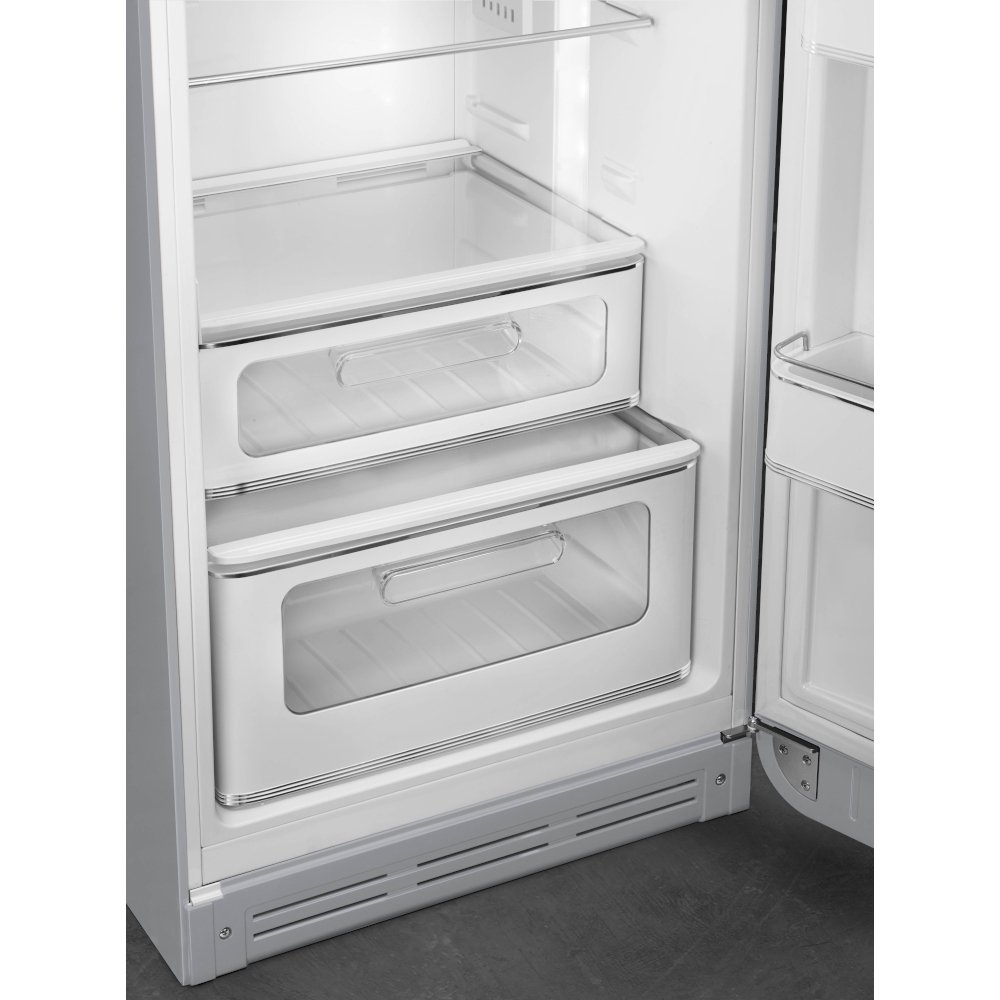 Smeg FAB30RSV6UK Retro Static Fridge Freezer, 80/20, Silver, C Rated