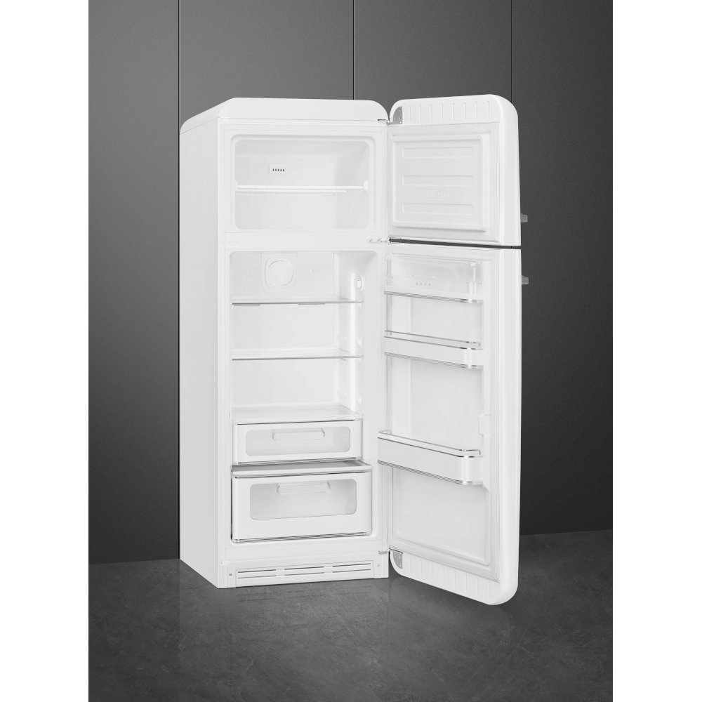 Smeg FAB30RWH6UK Retro Static Fridge Freezer, 80/20, White, C Rated