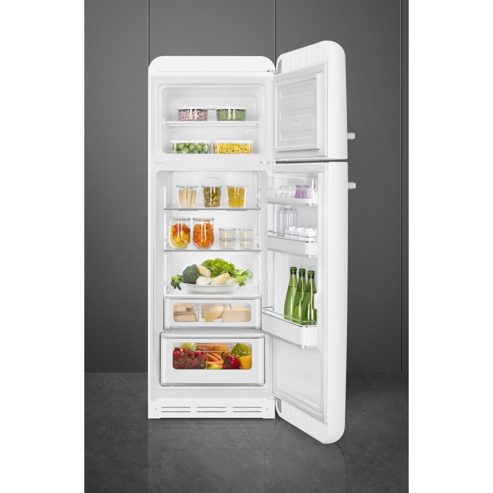 Smeg FAB30RWH6UK Retro Static Fridge Freezer, 80/20, White, C Rated