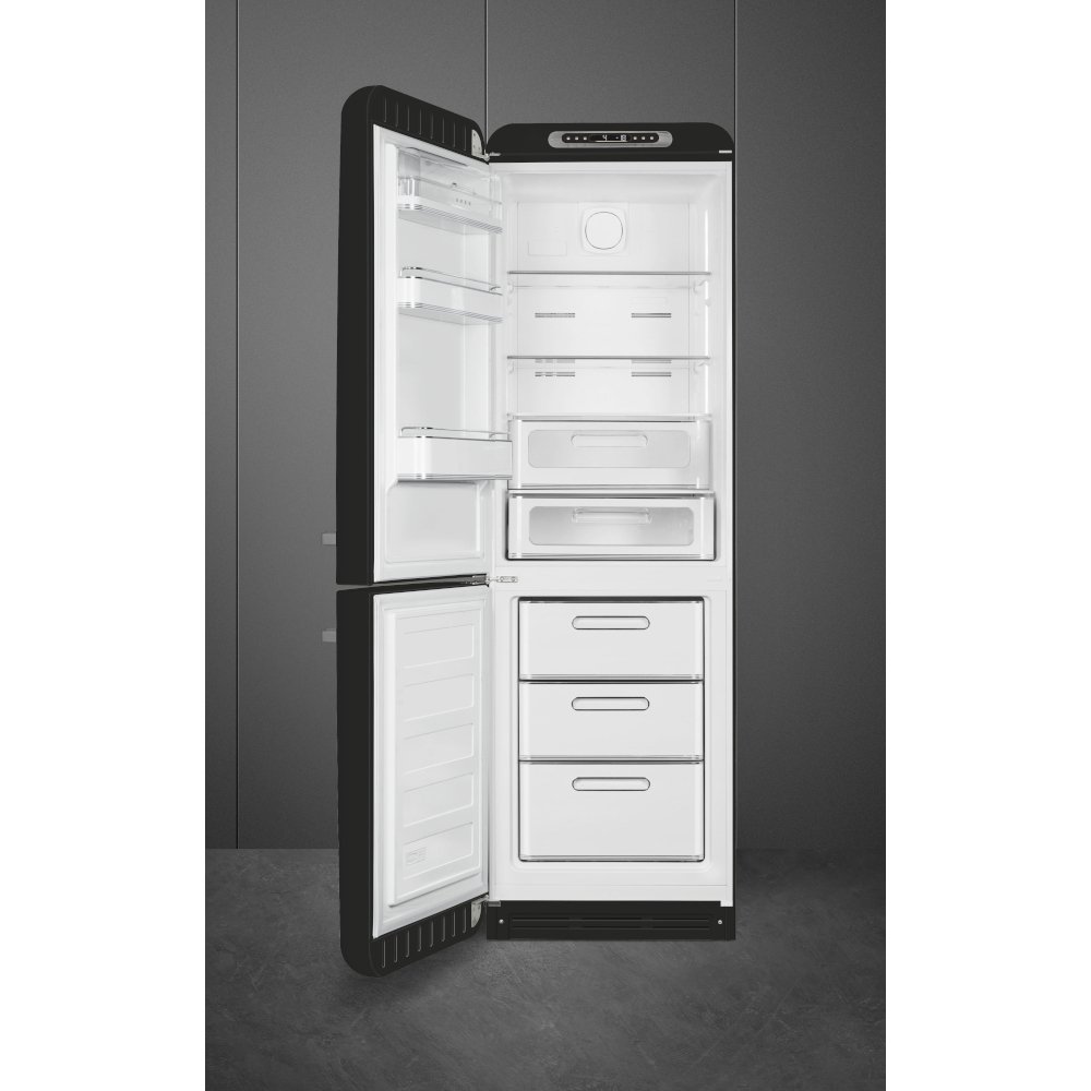 Smeg FAB32LBL6UK Retro No Frost Fridge Freezer, 60/40, Black, C Rated