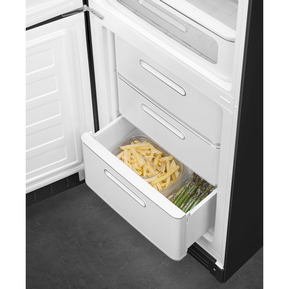 Smeg FAB32LBL6UK Retro No Frost Fridge Freezer, 60/40, Black, C Rated