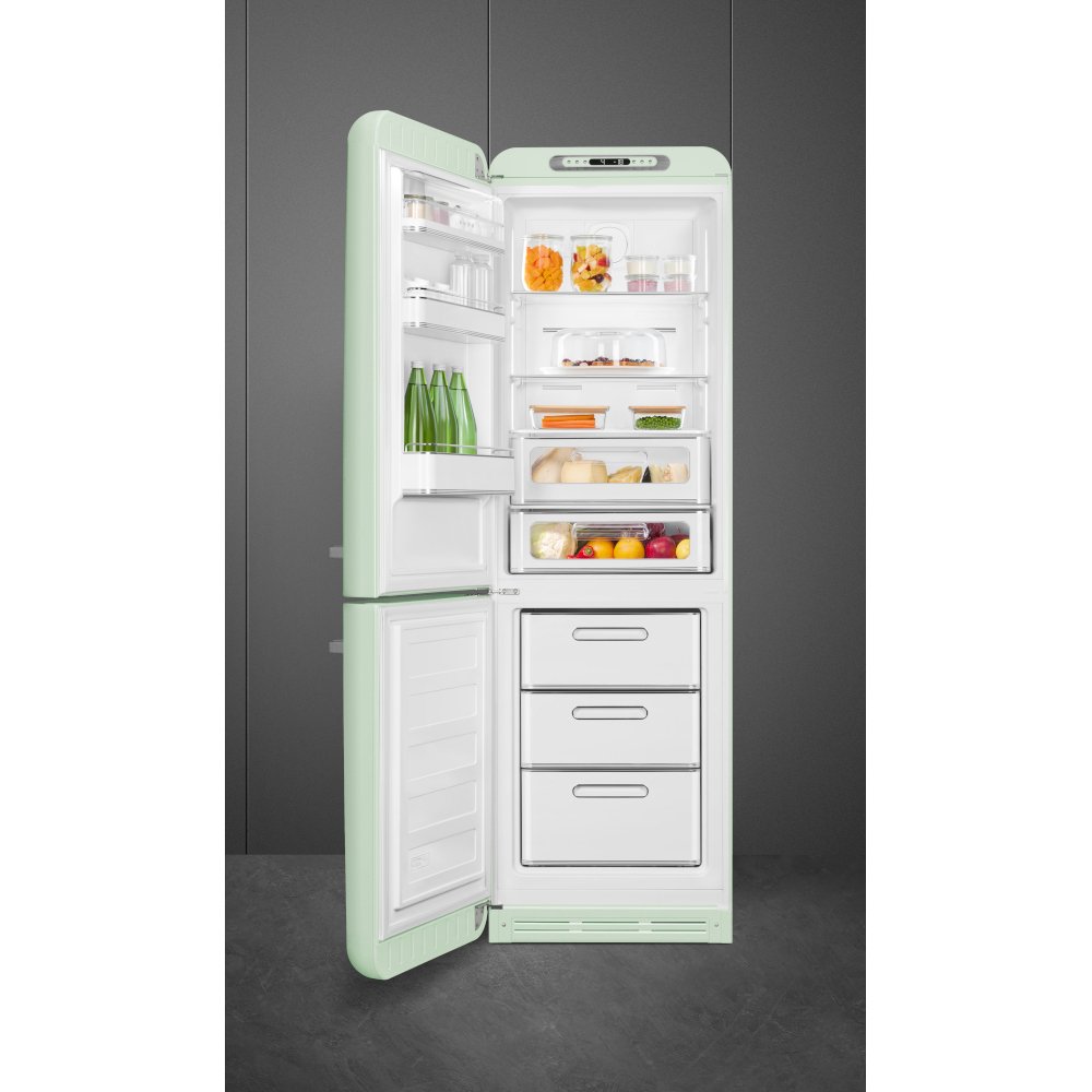 Smeg FAB32LPG6UK Retro Total No Frost Fridge Freezer, 60/40, Green, C Rated