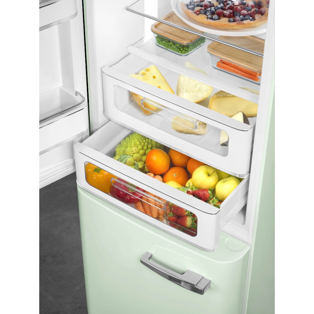 Smeg FAB32LPG6UK Retro Total No Frost Fridge Freezer, 60/40, Green, C Rated