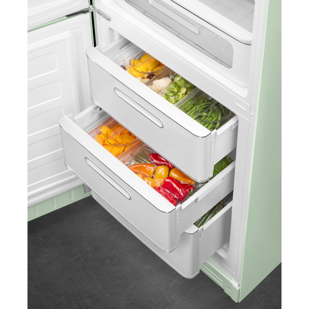 Smeg FAB32LPG6UK Retro Total No Frost Fridge Freezer, 60/40, Green, C Rated