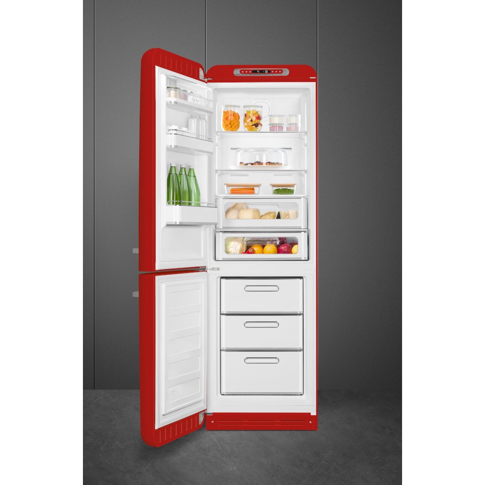 Smeg FAB32LRD6UK Retro Total No Frost Fridge Freezer, 60/40, Red, C Rated