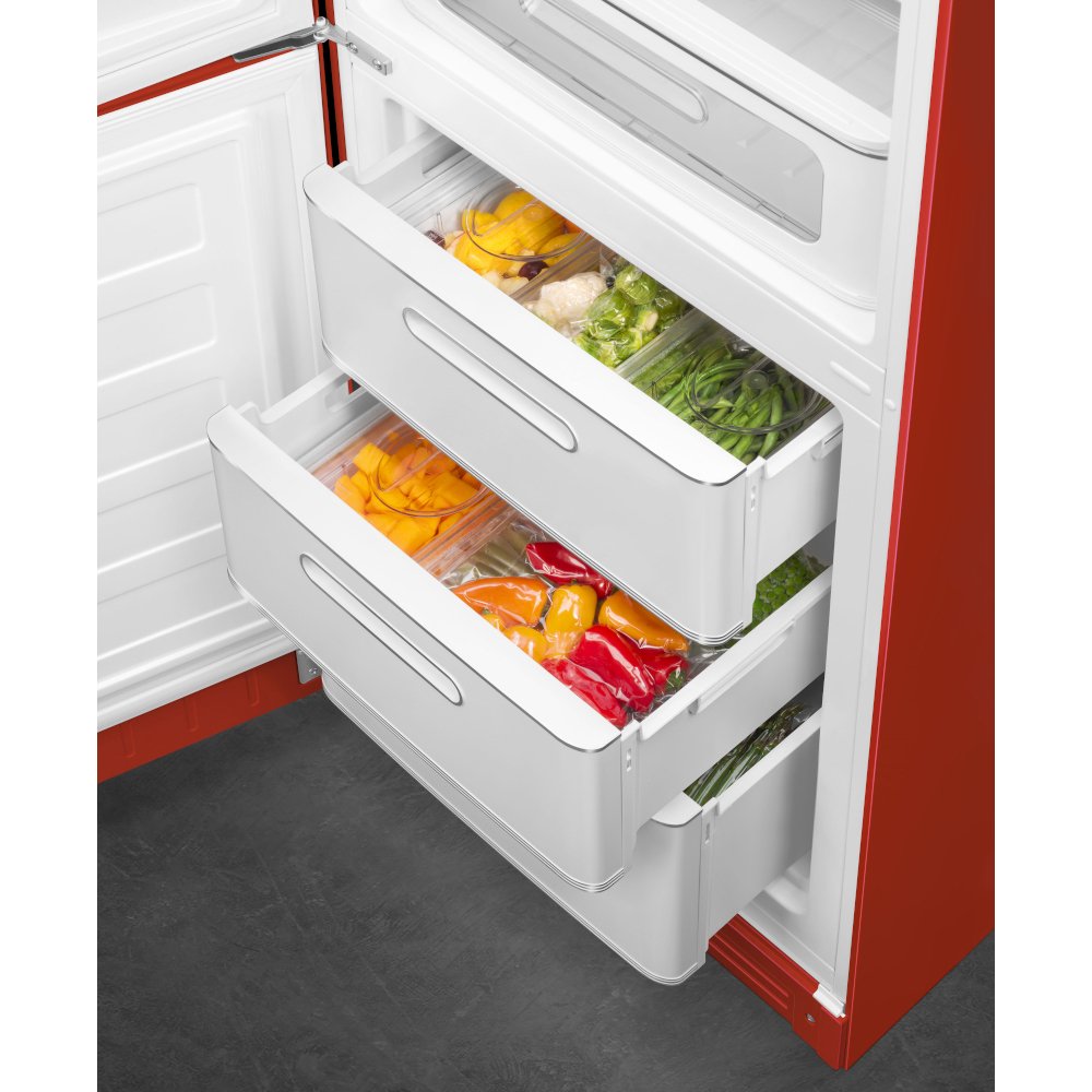 Smeg FAB32LRD6UK Retro Total No Frost Fridge Freezer, 60/40, Red, C Rated