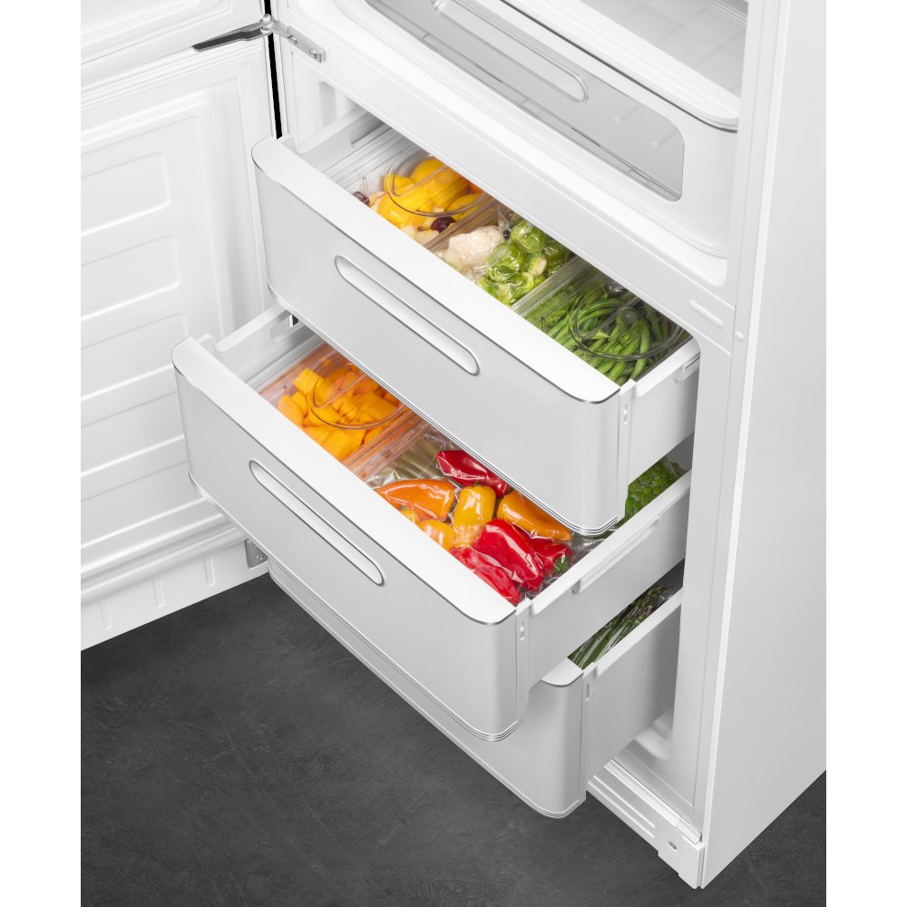 Smeg FAB32LWH6UK Retro Total No Frost Fridge Freezer, 60/40, White, C Rated
