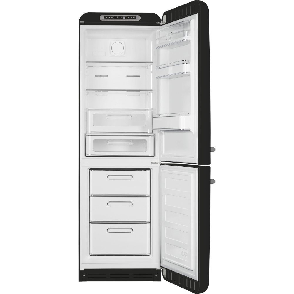 Smeg FAB32RBL6UK Retro No Frost Fridge Freezer, 60/40, Black, C Rated