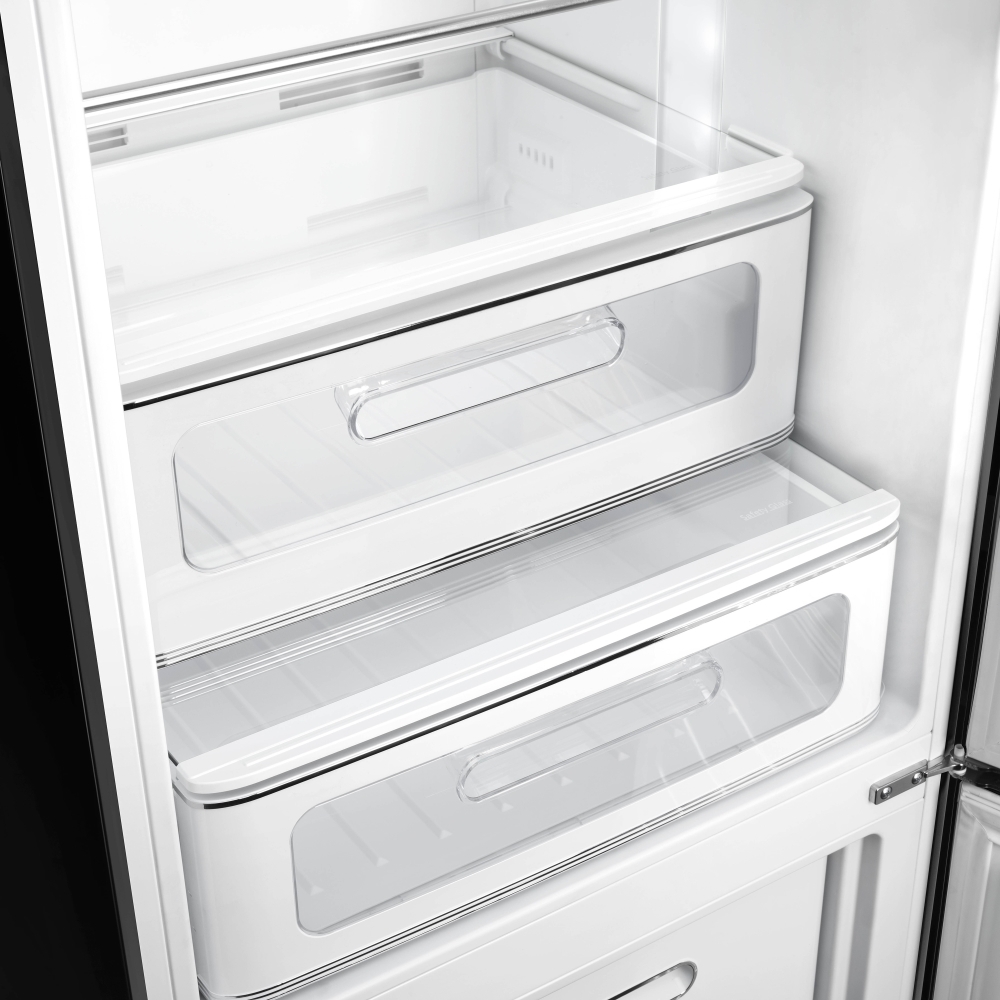 Smeg FAB32RBL6UK Retro No Frost Fridge Freezer, 60/40, Black, C Rated