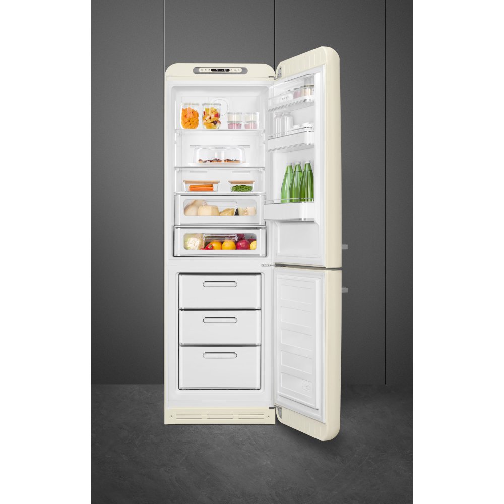 Smeg FAB32RCR6UK Retro Total No Frost Fridge Freezer, 60/40, Cream, C Rated