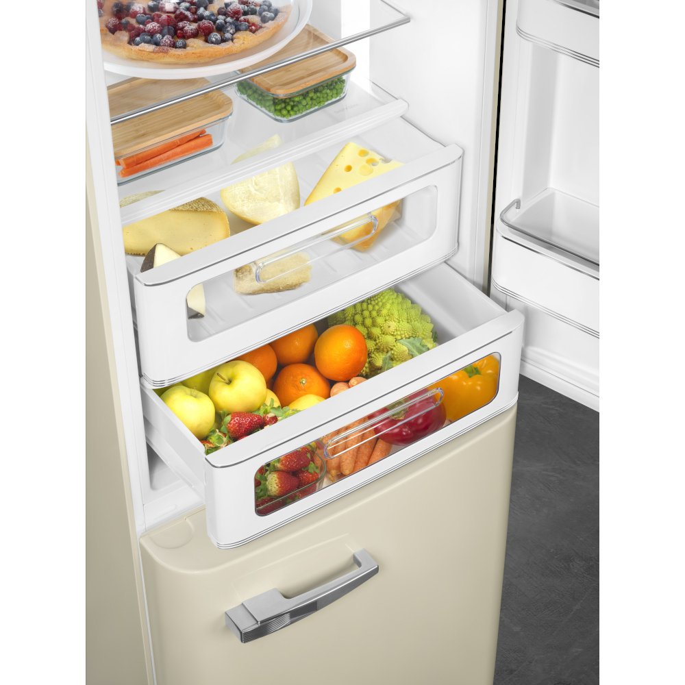Smeg FAB32RCR6UK Retro Total No Frost Fridge Freezer, 60/40, Cream, C Rated