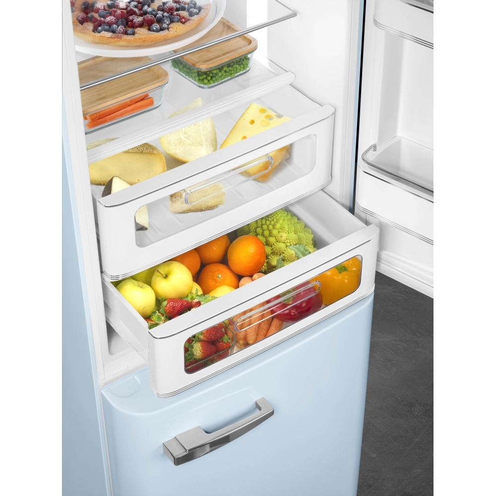 Smeg FAB32RPB6UK Retro Total No Frost Fridge Freezer, 60/40, Blue, C Rated