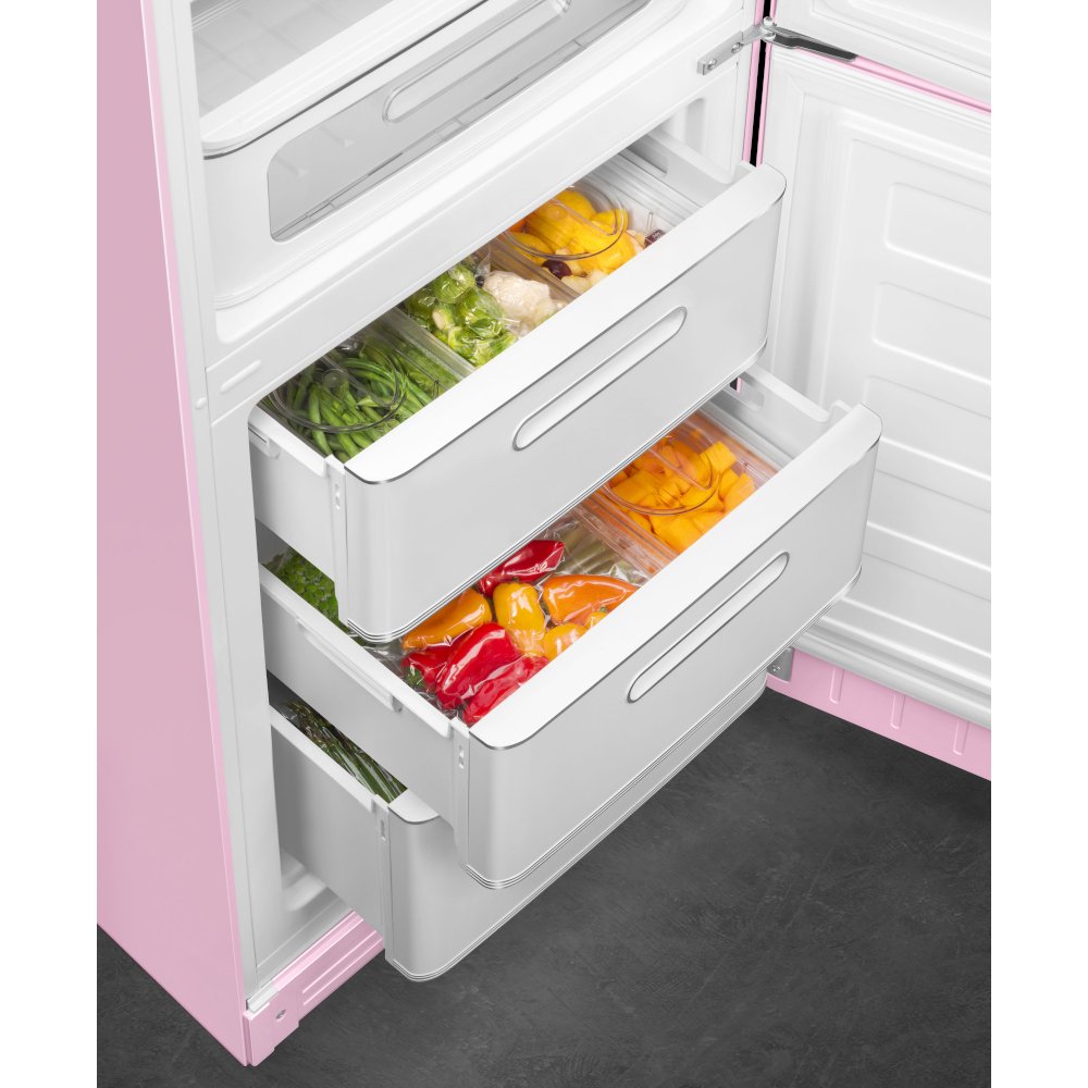 Smeg FAB32RPK6UK Retro Total No Frost Fridge Freezer, 60/40, Pink, C Rated