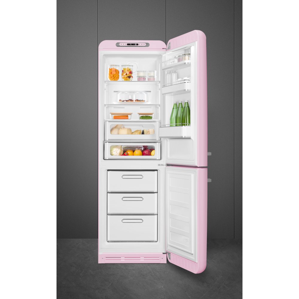 Smeg FAB32RPK6UK Retro Total No Frost Fridge Freezer, 60/40, Pink, C Rated