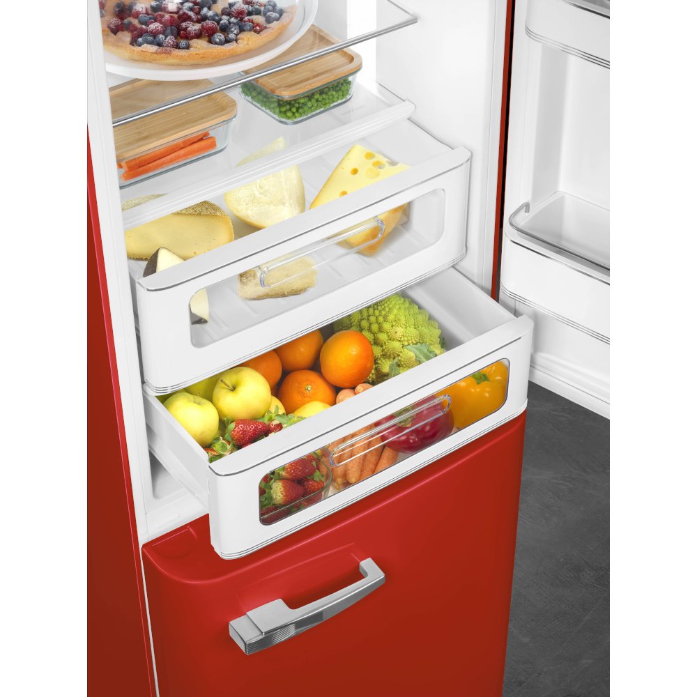 Smeg FAB32RRD6UK Retro Total No Frost Fridge Freezer, 60/40, Red, C Rated