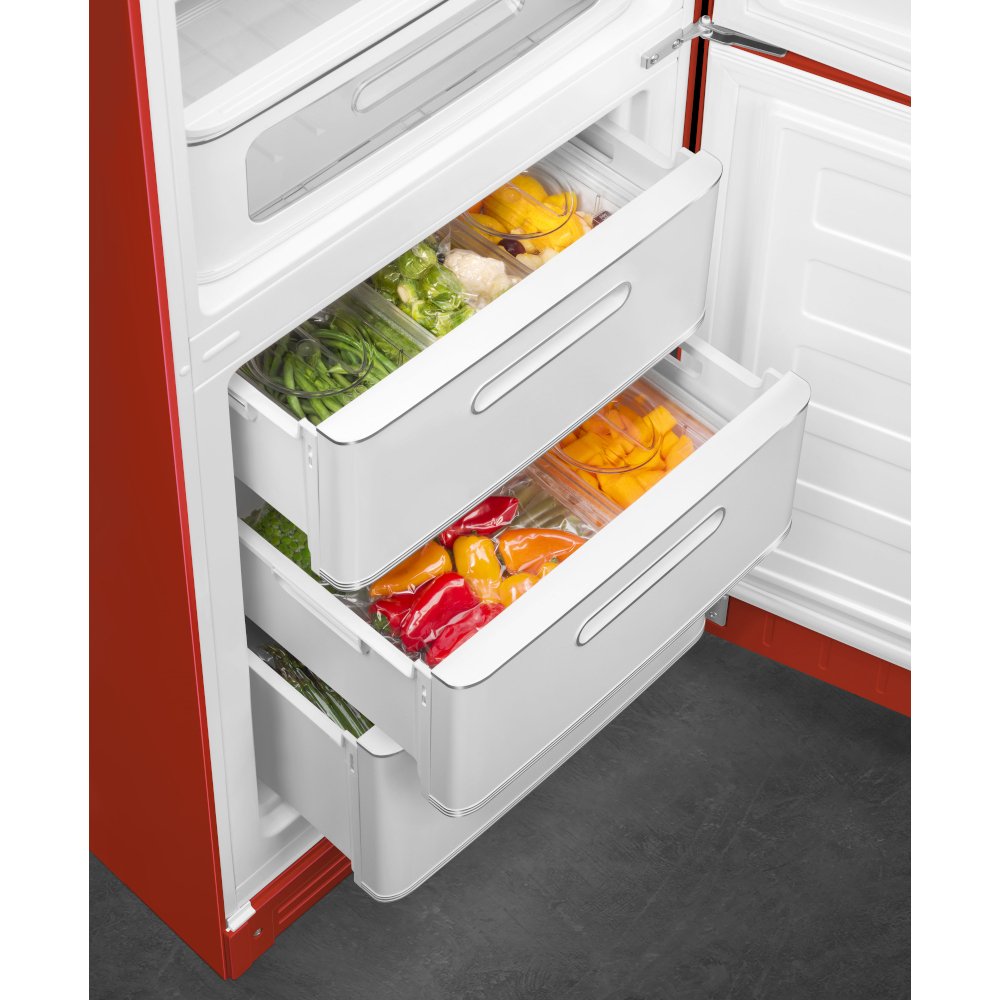 Smeg FAB32RRD6UK Retro Total No Frost Fridge Freezer, 60/40, Red, C Rated