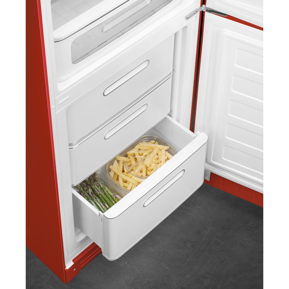 Smeg FAB32RRD6UK Retro Total No Frost Fridge Freezer, 60/40, Red, C Rated